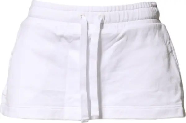 White Cotton Blend Mid Waist A-line Mini Skirt