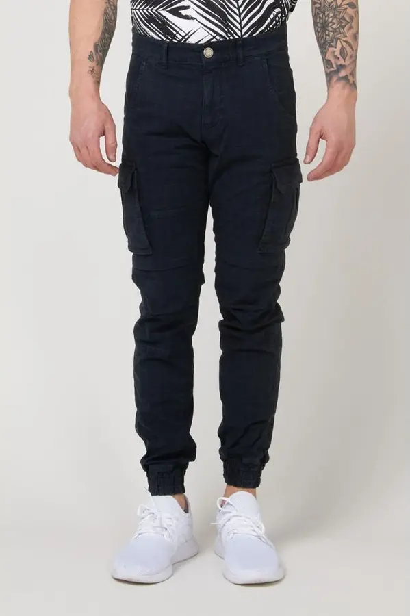 Blue Cotton Cargo Pants