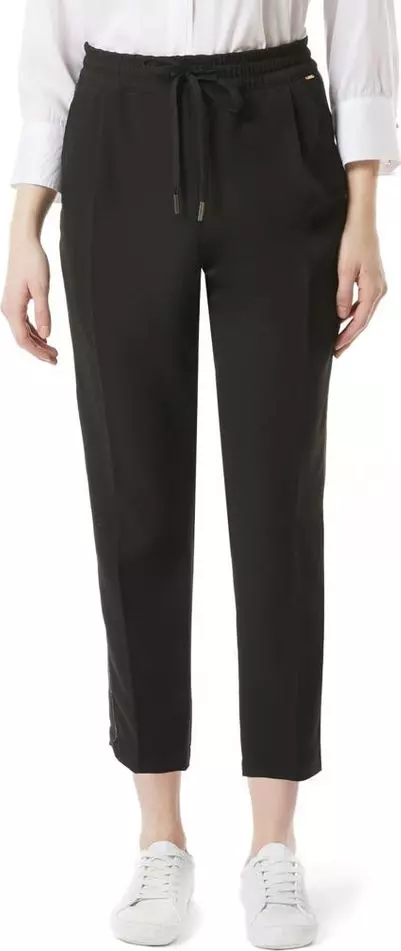 Black Polyester Casual Pants