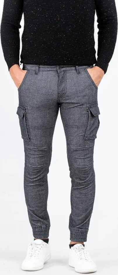 Gray Cotton Cargo Pants