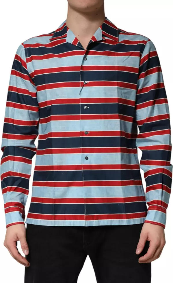 Multicolor Stripes Cotton Men Button Down Shirt