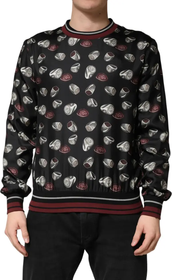 Black Ring Print CrewNeck Sweatshirt  Sweater