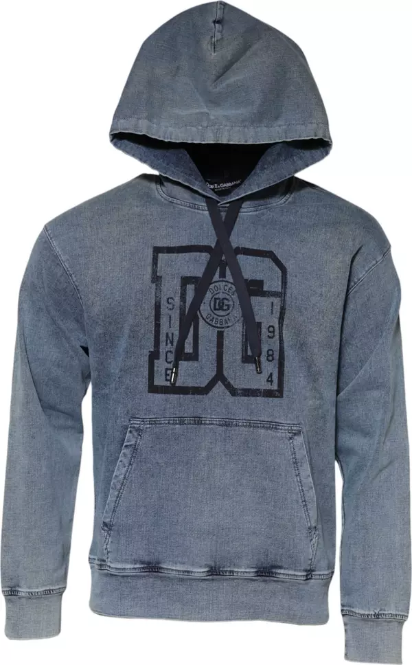 Blue Cotton Logo Hooded Sweatshirt Sweater