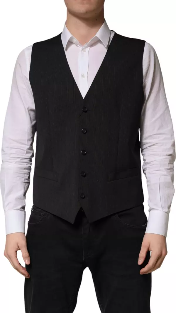 Black Wool Dress Men Formal Waistcoat Vest