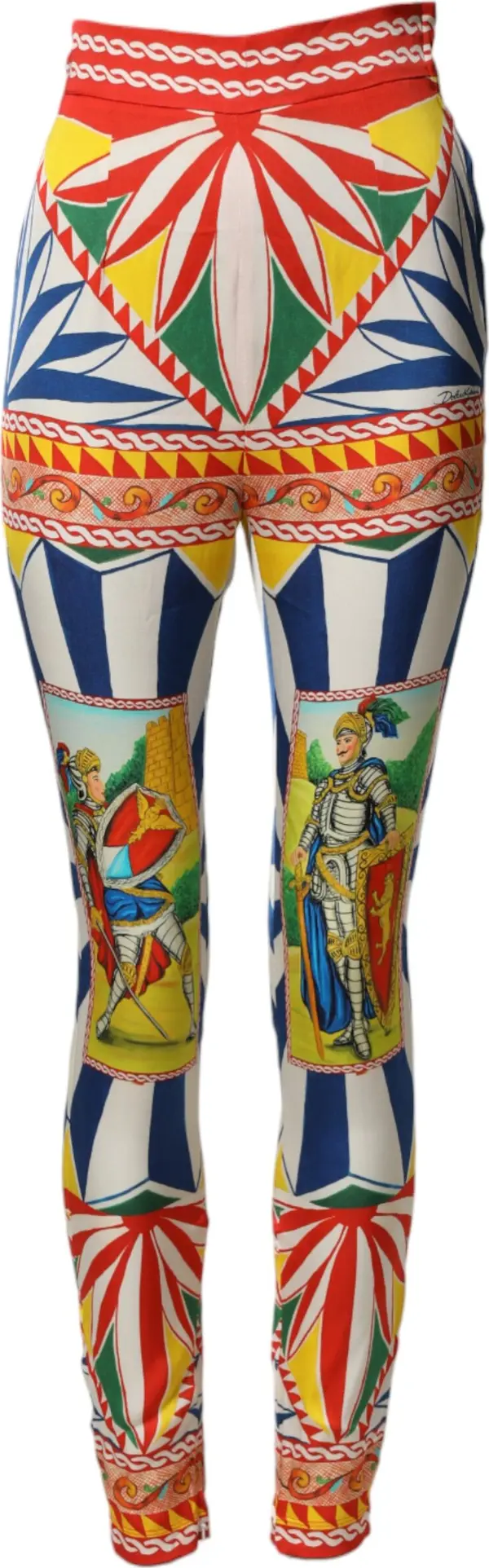 Multicolor Silk Carretto Leggings Stretch Waist Pants