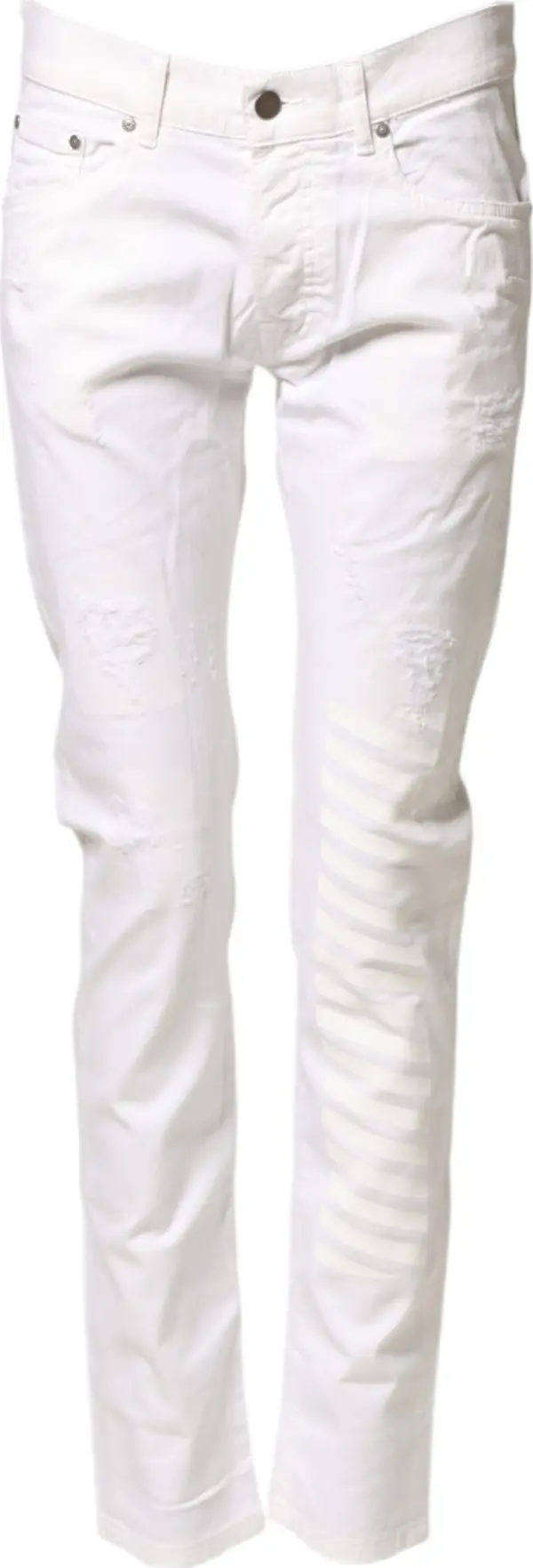 White Cotton Stretch Skinny Denim Jeans