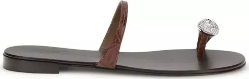 Brown Calf Leather Bos Taurus Flat Sandals