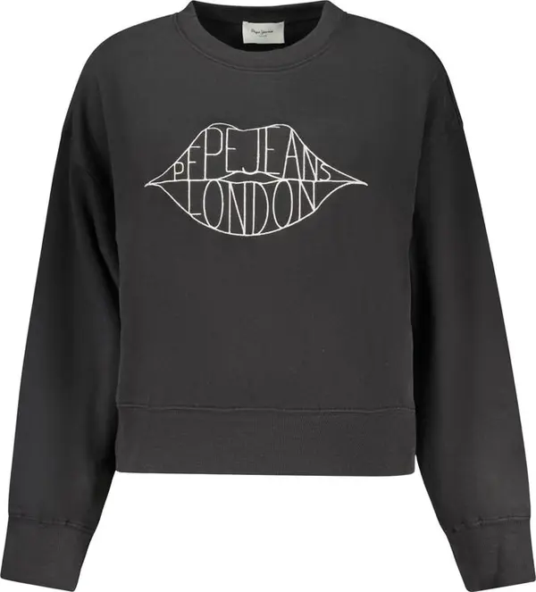 Black Cotton Women Sweatshirt