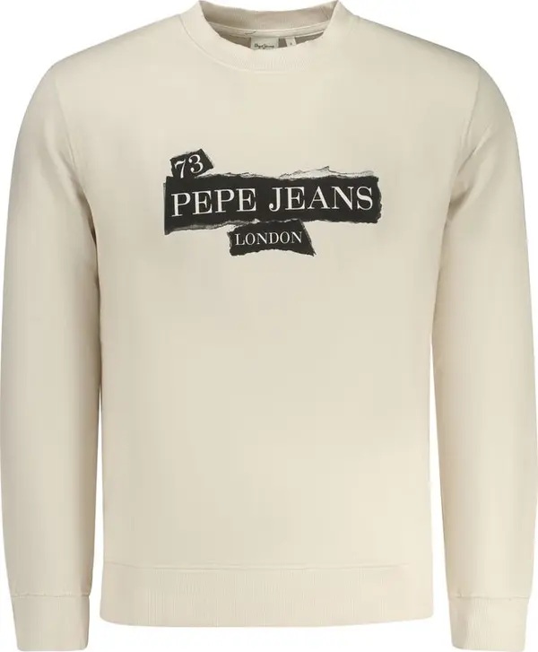 Beige Cotton Men Sweatshirt