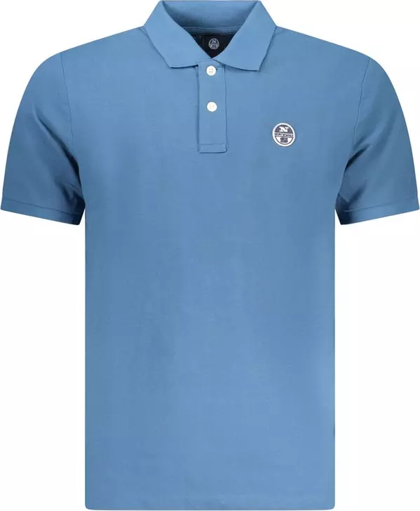 Blue Cotton Men Polo Shirt