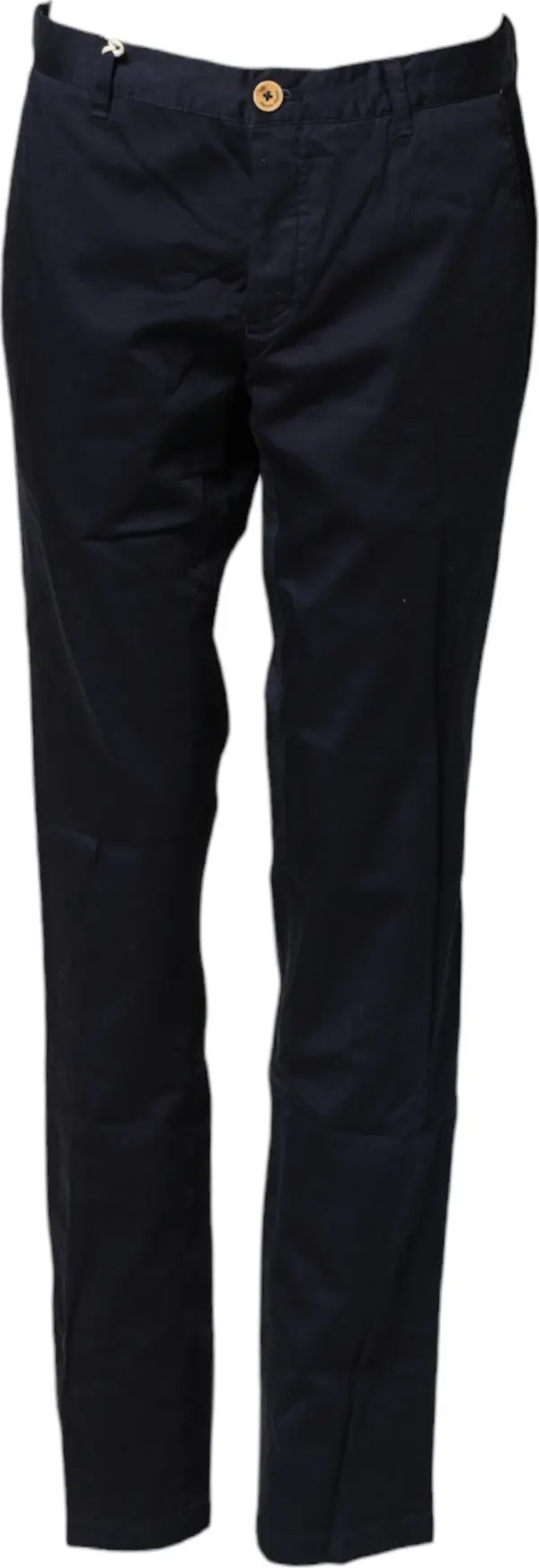 Navy Blue Straight Chino Mid Waist Pants