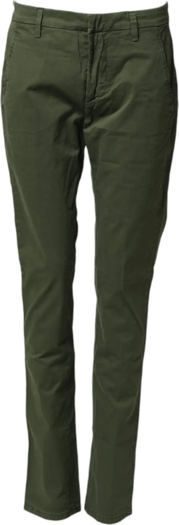 Dark Green Cotton Stretch Skinny Chino Trouser Pants