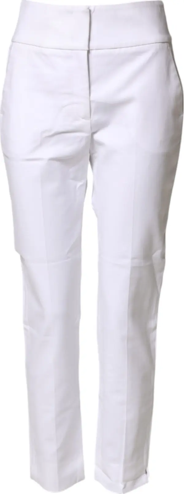 White High Waist Tapered Fit Chino Trouser Pants