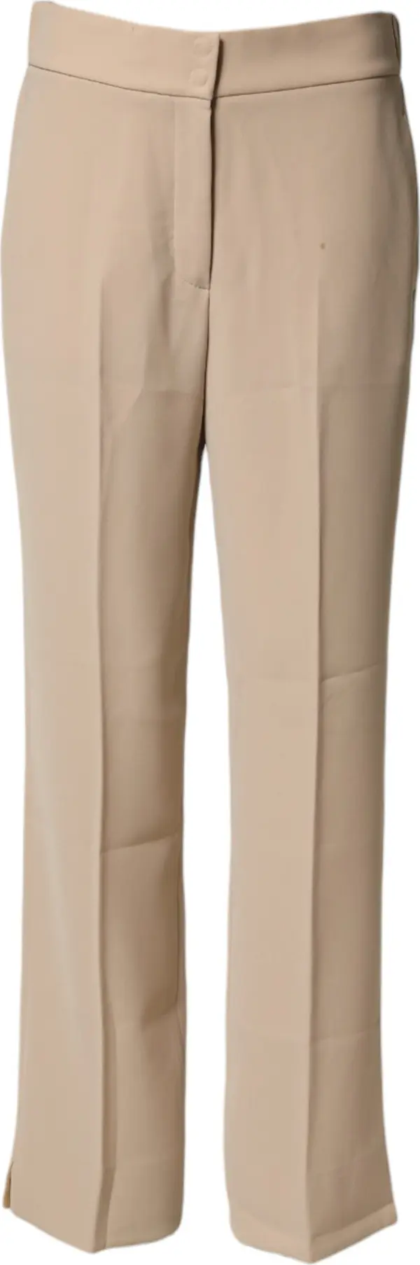 Beige High Waist Straight Chino Trouser Pants