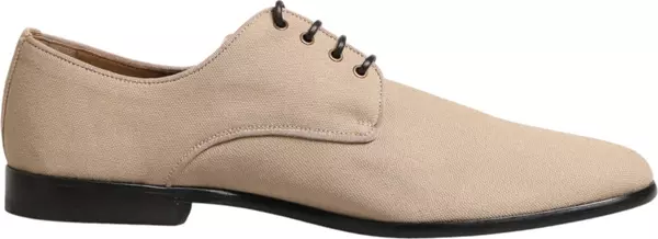 Beige Canvas Derby Lace Up Dress Men Shoes