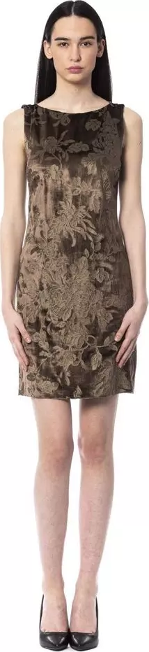 Brown Viscose Casual Dress