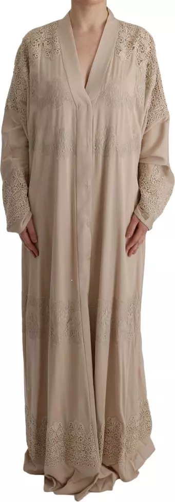 Beige Silk Full-Length Jacket