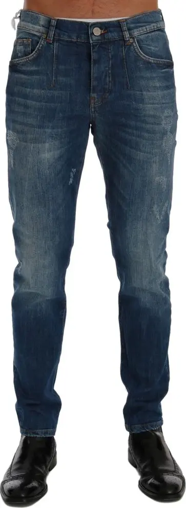 Blue Cotton Slim Fit Jeans