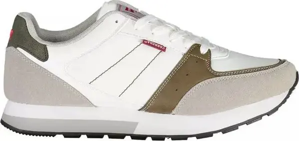 White Polyester Athletic Sneakers