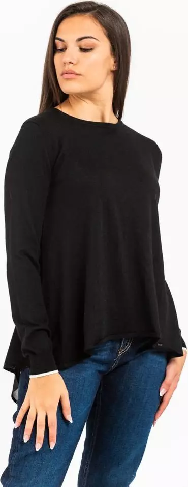 Black Viscose Long Sleeve T-Shirt