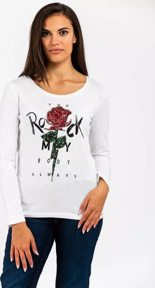 White Cotton Long Sleeve T-Shirt