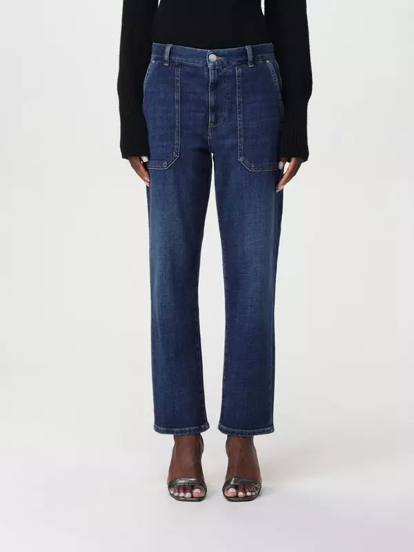 Blue Denim Straight-Leg Jeans