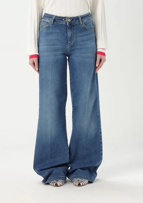 Blue Cotton Flared Jeans