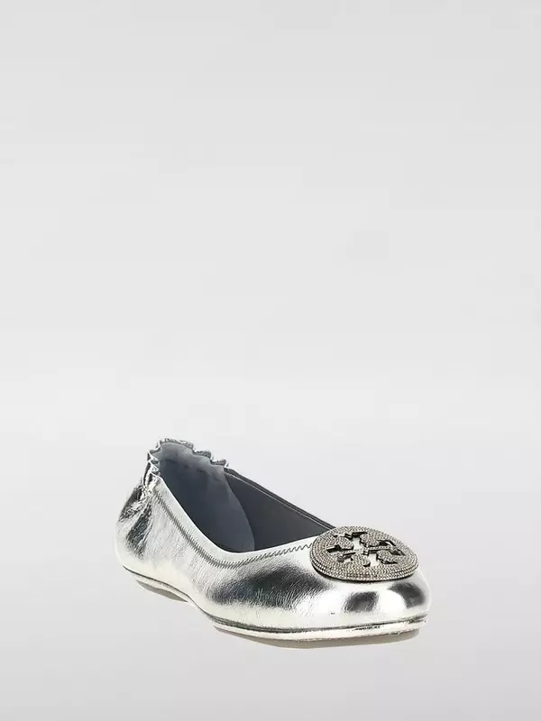 Silver Leather Ballet Flats