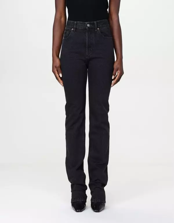 Black Cotton Straight-Leg Jeans