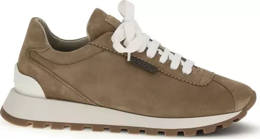 Beige Calf Leather Bos Taurus Platform Sneakers