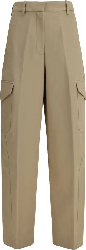 Beige Cotton Cargo Pants