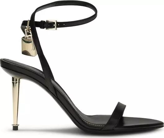 Black Goatskin Stiletto Heel Sandals