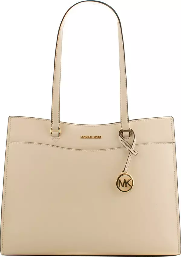 Beige Leather Tote Bag