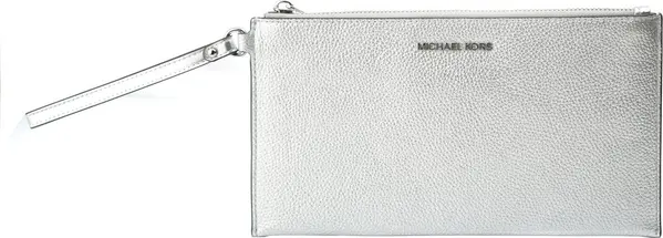 Gray Leather Clutch Bag