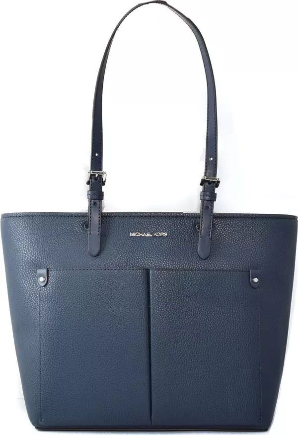 Blue Artificial Leather Tote Bag