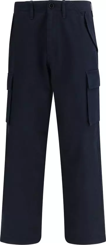 Blue Cotton Cargo Pants
