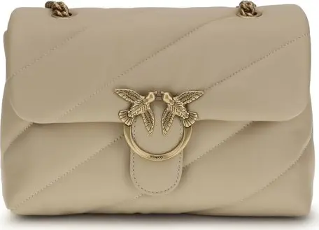 Beige Calf Leather Bos Taurus Shoulder Bag