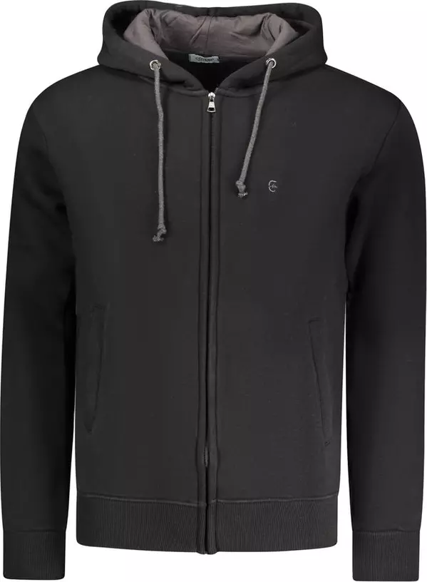 Black Cotton Men's Hooded Sweatshirt