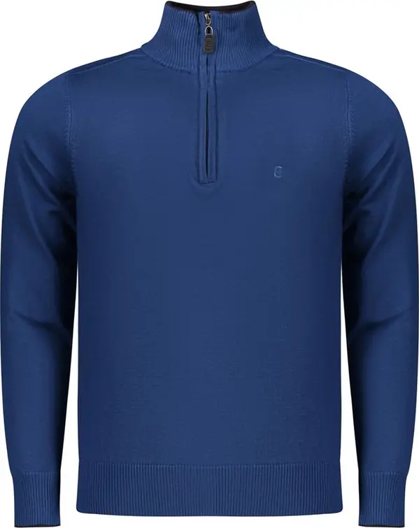 Blue Viscose Men Sweater