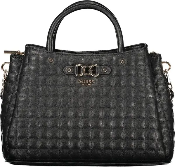 Black Polyurethane Women Handbag