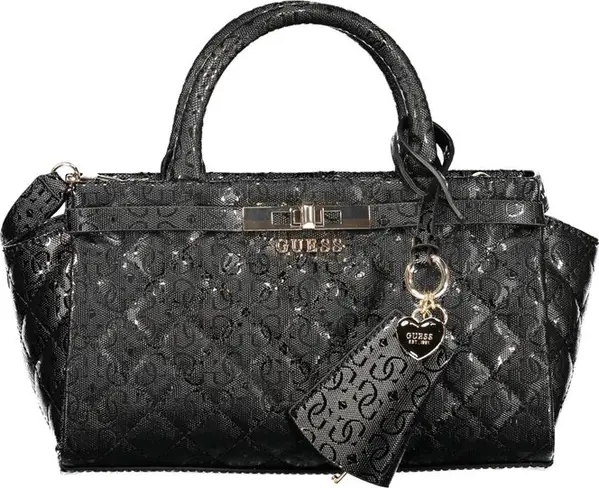 Black Polyurethane Women Handbag