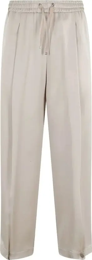 Beige Acetate Casual Pants