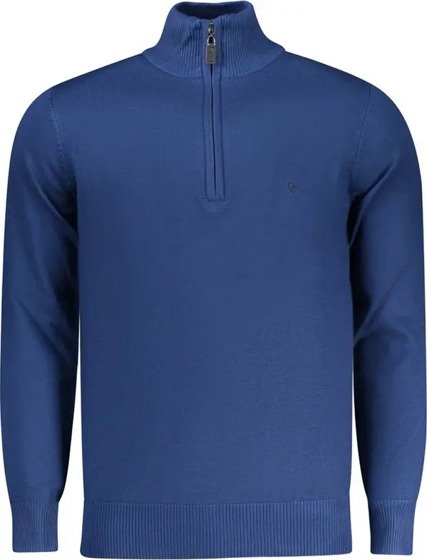 Blue Viscose Men Sweater