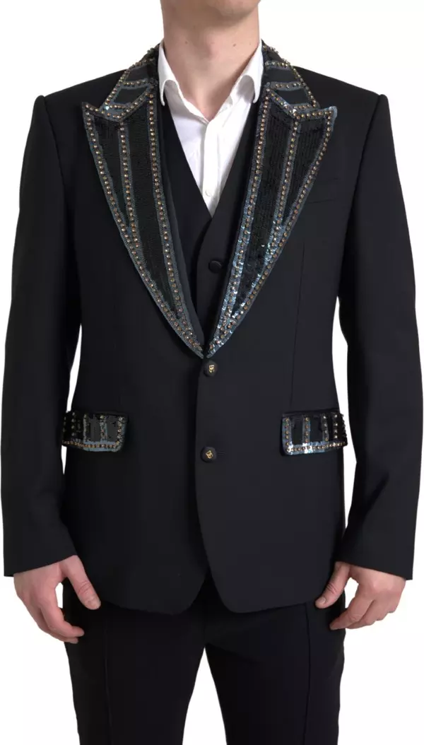 Black Wool Two-Piece Suit