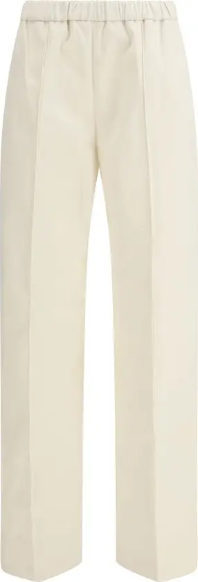 Beige Cotton Casual Pants