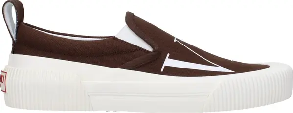 Brown Fabric Slip-On Loafers