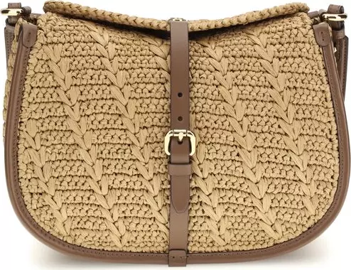 Beige Raffia Shoulder Bag