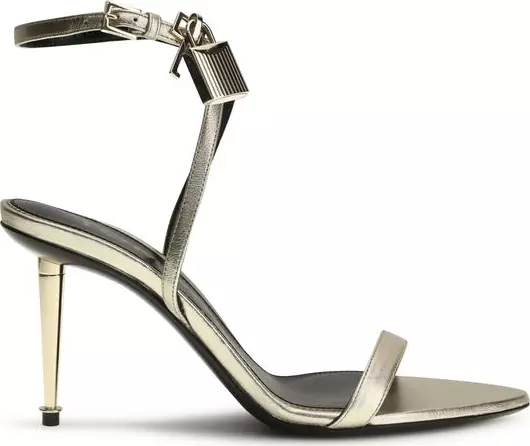 Gold Calf Leather Bos Taurus Stiletto Heel Sandals