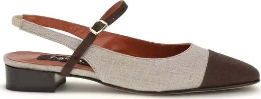 Beige Cotton Ballet Flats