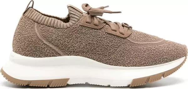 Brown Fabric Athletic Sneakers